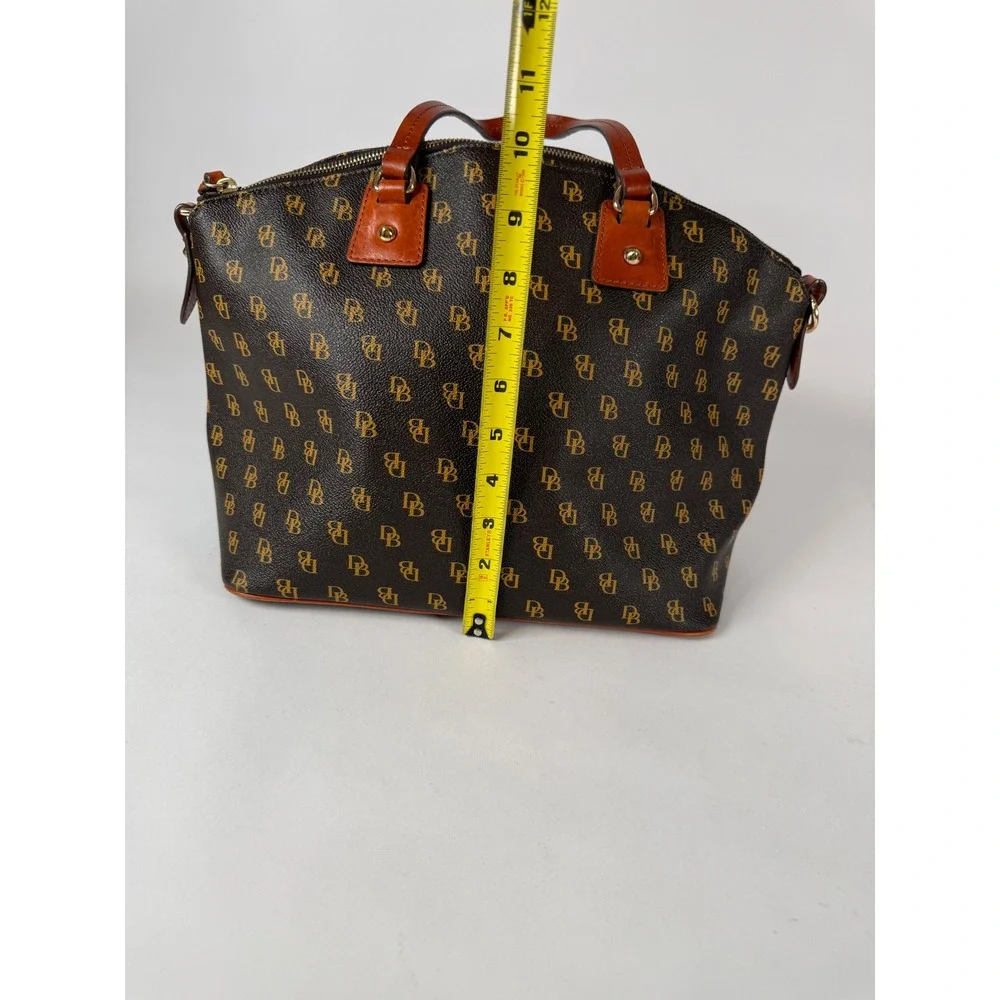 Dooney & Bourke Greta Greena Monogram Satchel Bag Brown Tmoro‎ Leather Trim